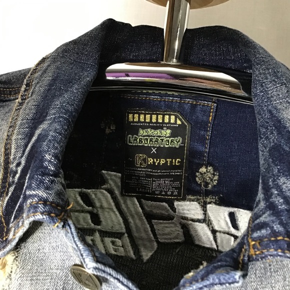 Dexter's Laboratory x deKryptic Cartoon Network Sequin Distressed Denim Jacket L - Picture 2 of 12